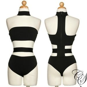 Jessie Choker Knit Cutout Strap Bodysuit